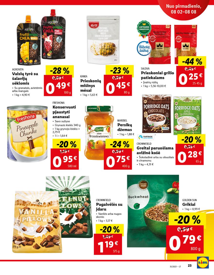 Lidl maisto prekių pasiūlymai akcijos nuo 
  2021-08-02 iki 
  2021-08-08 | Leidinukas.lt puslapis 23
