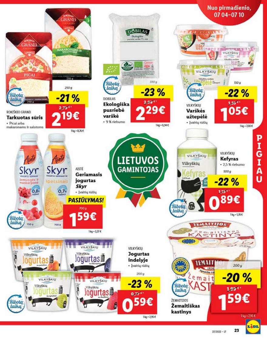 Lidl maisto prekių pasiūlymai akcijos nuo 
  2022-07-04 iki 
  2022-07-10 | Leidinukas.lt puslapis 23
