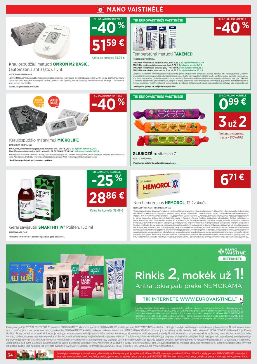 Euro vaistinė leidinys akcijos nuo 
  2022-02-01 iki 
  2022-02-28 | Leidinukas.lt puslapis 34