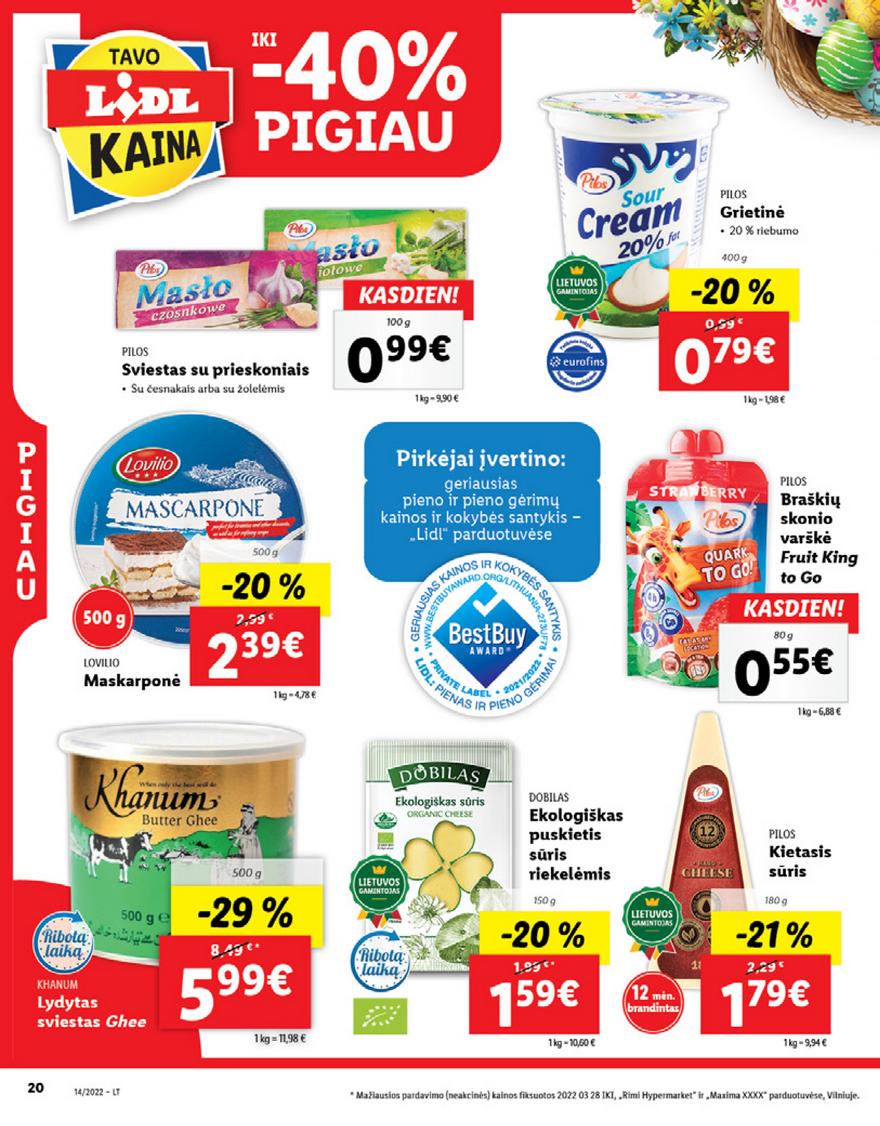 Lidl maisto prekių pasiūlymai akcijos nuo 
  2022-04-04 iki 
  2022-04-10 | Leidinukas.lt puslapis 20