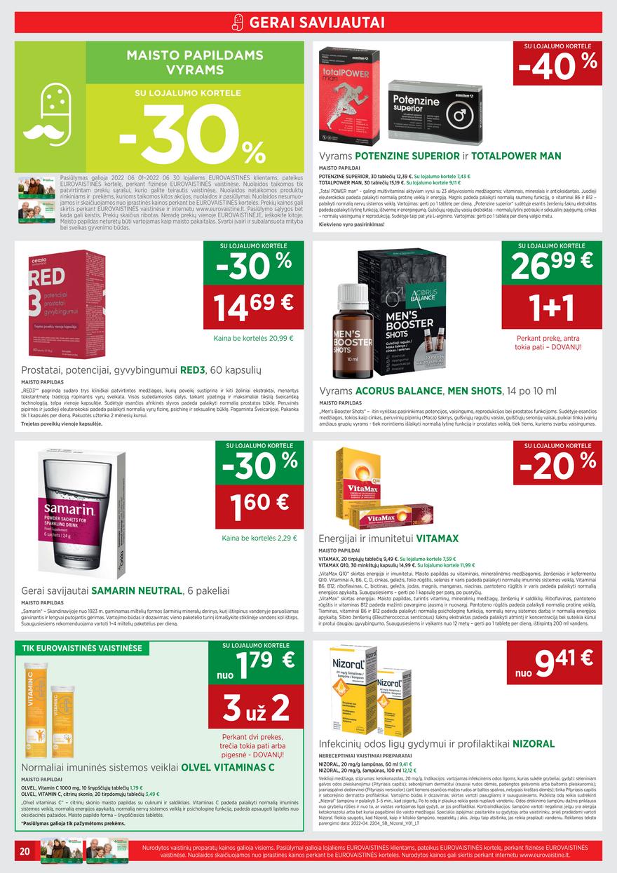 Euro vaistinė leidinys akcijos nuo 
  2022-06-01 iki 
  2022-06-30 | Leidinukas.lt puslapis 20