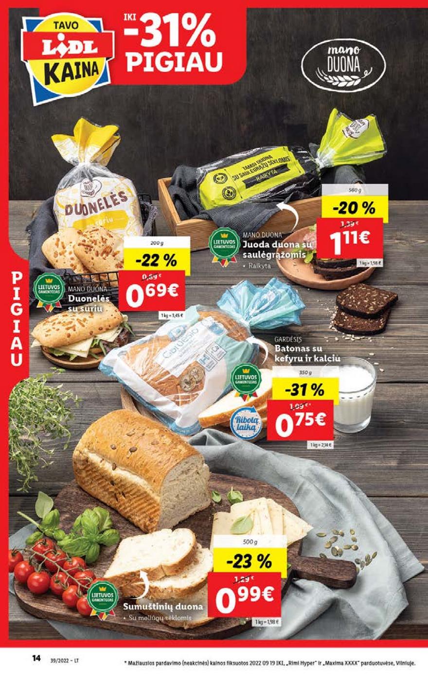 Lidl maisto prekių pasiūlymai akcijos nuo 
  2022-09-26 iki 
  2022-10-02 | Leidinukas.lt puslapis 14