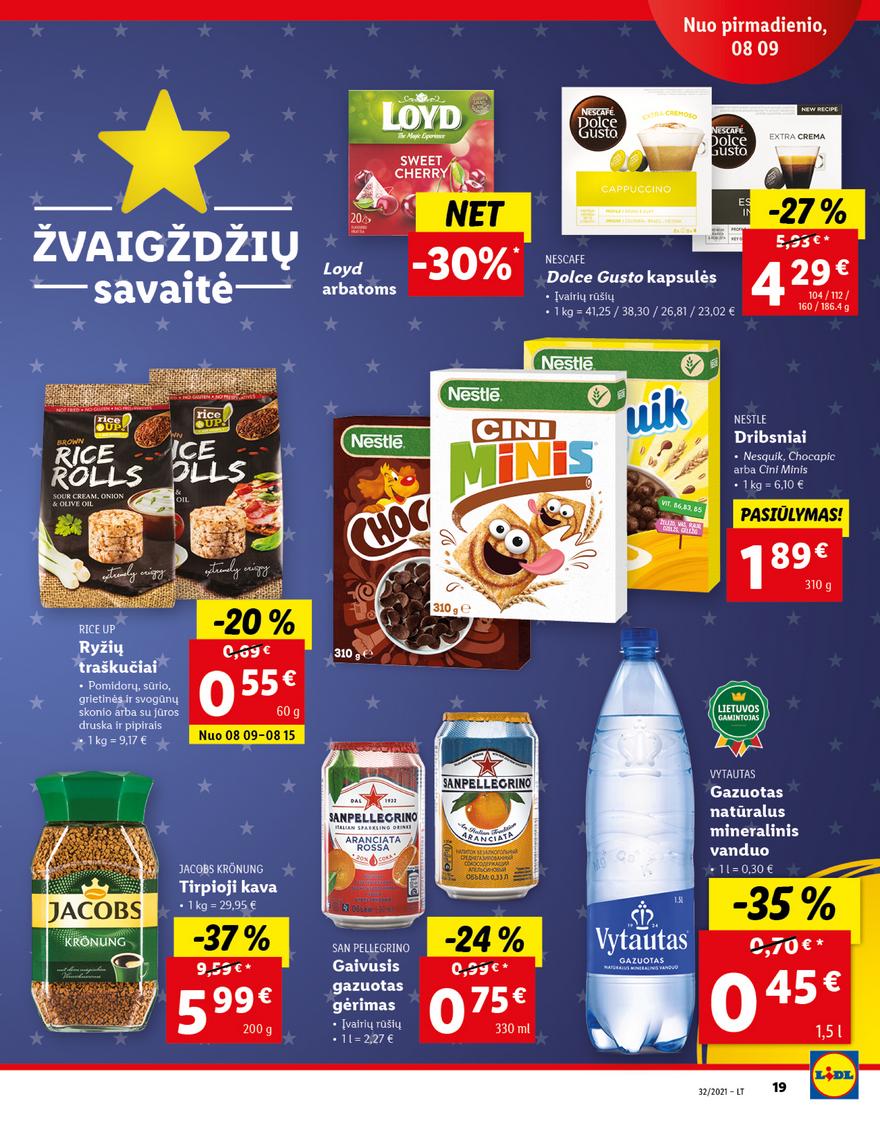 Lidl maisto prekių pasiūlymai akcijos nuo 
  2021-08-09 iki 
  2021-08-15 | Leidinukas.lt puslapis 19