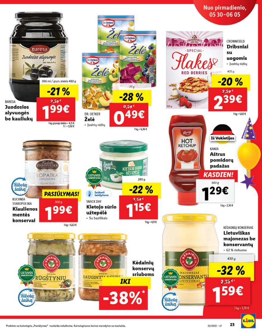 Lidl maisto prekių pasiūlymai akcijos nuo 
  2022-05-30 iki 
  2022-06-05 | Leidinukas.lt puslapis 23