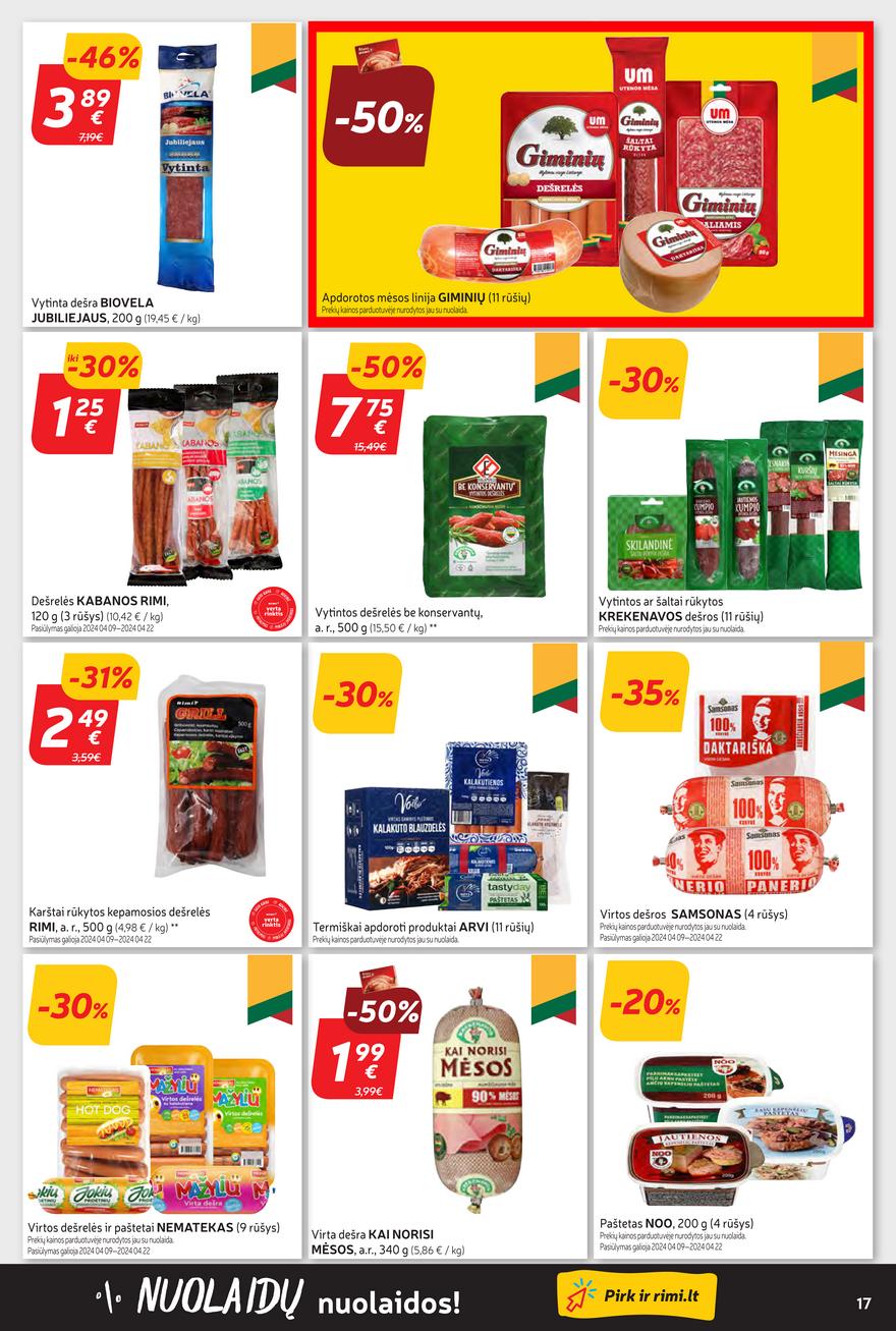 Rimi savaitinis leidinys akcijos nuo 
  2024-04-09 iki 
  2024-04-15 | Leidinukas.lt puslapis 17