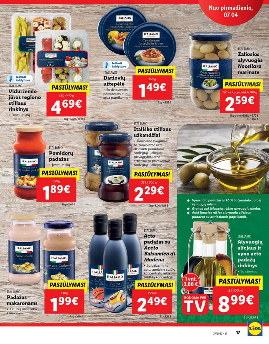 Lidl maisto prekių pasiūlymai akcijos nuo 
  2022-07-04 iki 
  2022-07-10 | Leidinukas.lt puslapis 17