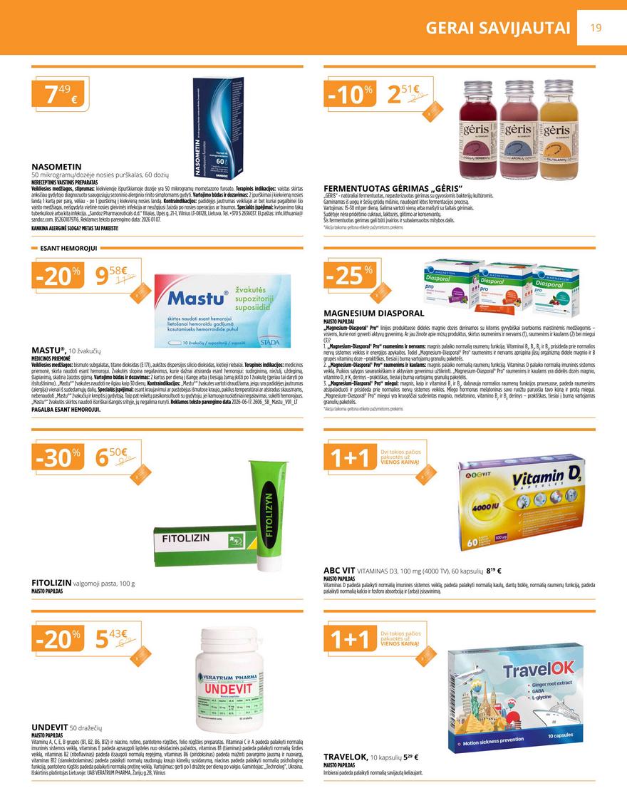 Gintarinės vaistinės leidinys akcijos nuo 
  2026-07-01 iki 
  2026-07-31 | Leidinukas.lt puslapis 19