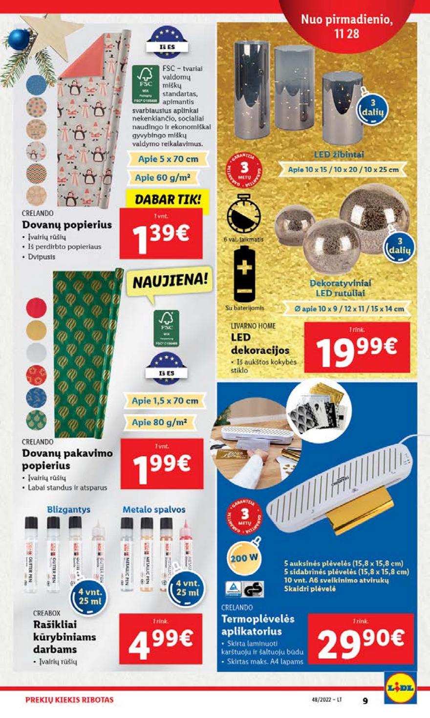 Lidl pasiūlymai akcijos nuo 
  2022-11-28 iki 
  2022-12-04 | Leidinukas.lt puslapis 9
