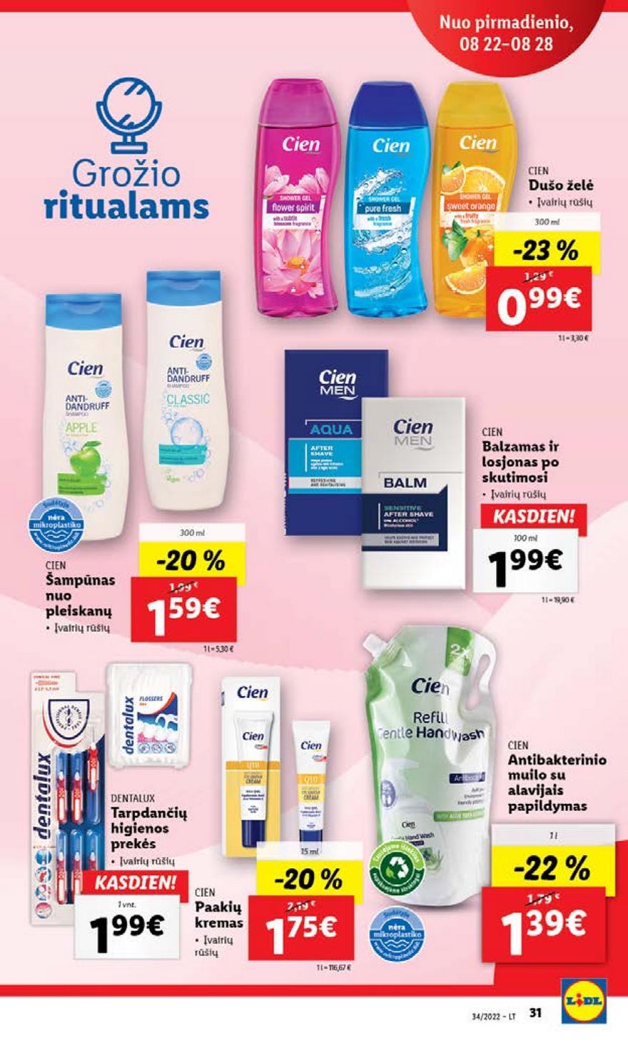 Lidl pasiūlymai akcijos nuo 
  2022-08-22 iki 
  2022-08-28 | Leidinukas.lt puslapis 31