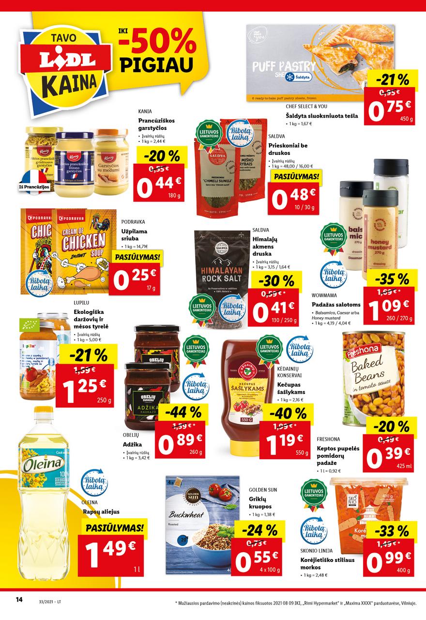Lidl maisto prekių pasiūlymai akcijos nuo 
  2021-08-16 iki 
  2021-08-22 | Leidinukas.lt puslapis 14