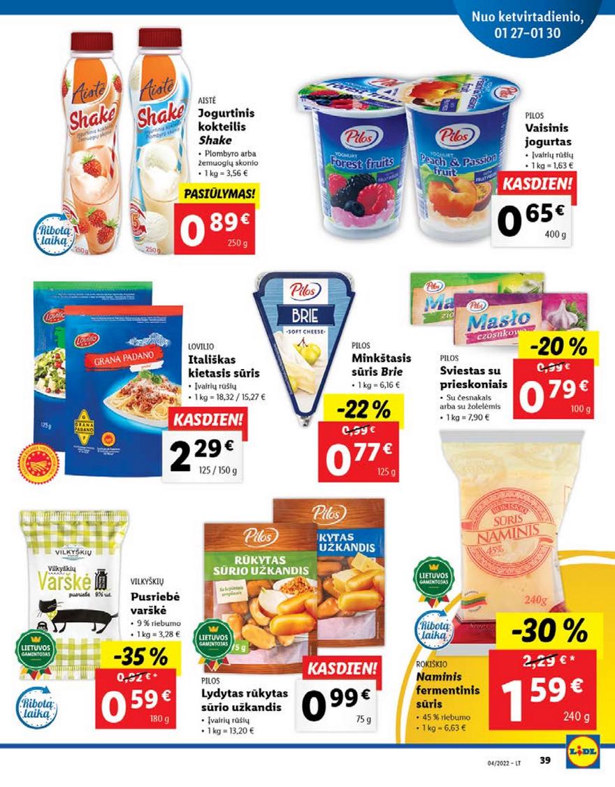 Lidl pasiūlymai akcijos nuo 
  2022-01-24 iki 
  2022-01-30 | Leidinukas.lt puslapis 39