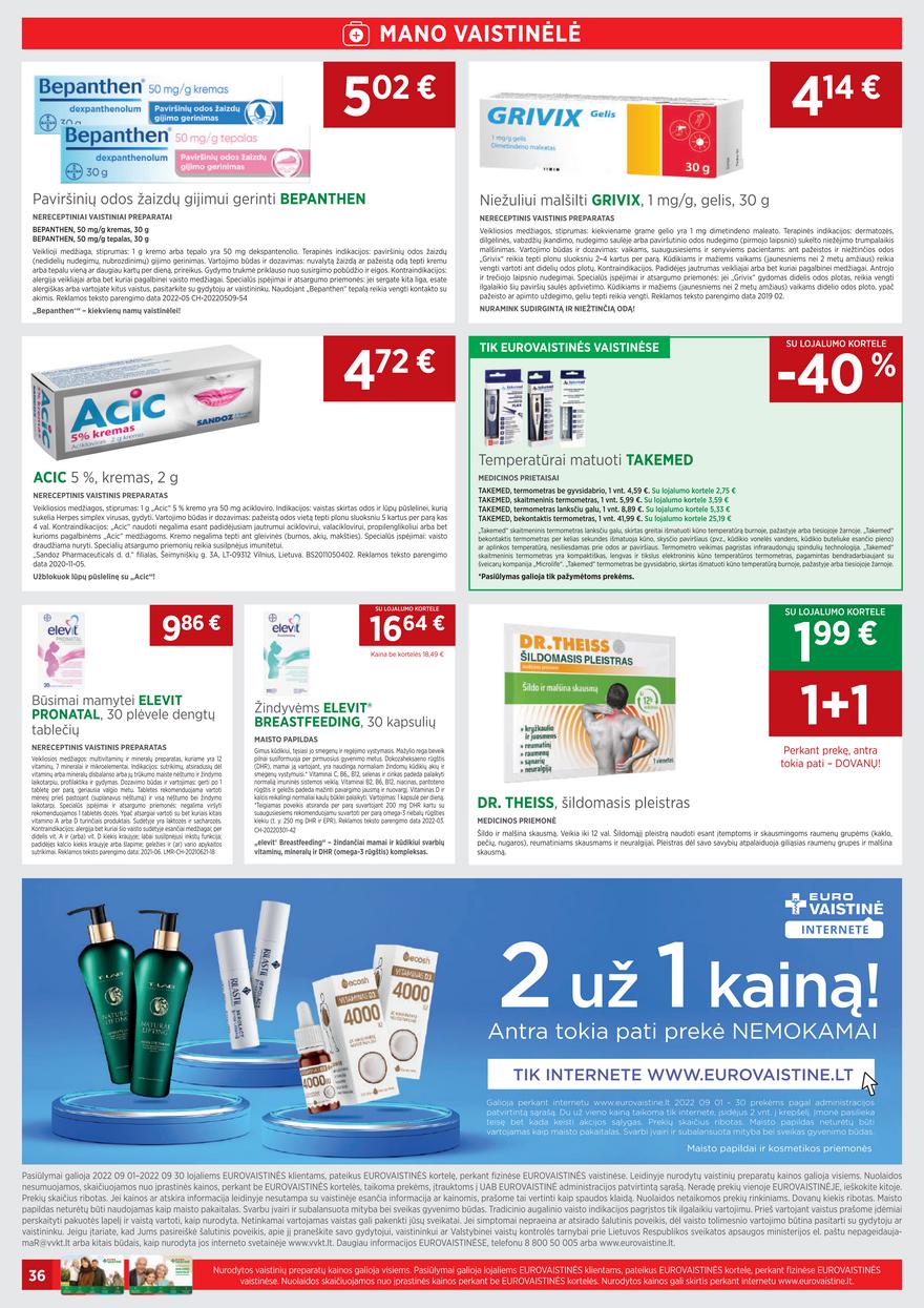 Euro vaistinė leidinys akcijos nuo 
  2022-09-01 iki 
  2022-09-30 | Leidinukas.lt puslapis 36