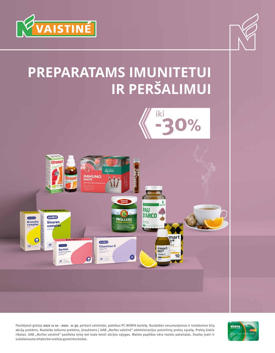 Norfos vaistinės leidinys akcijos nuo 
  2021-11-01 iki 
  2021-11-30 | Leidinukas.lt puslapis 11