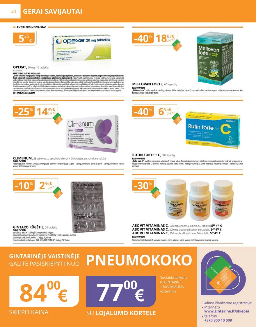 Gintarinės vaistinės leidinys akcijos nuo 
  2025-08-01 iki 
  2025-08-31 | Leidinukas.lt puslapis 24