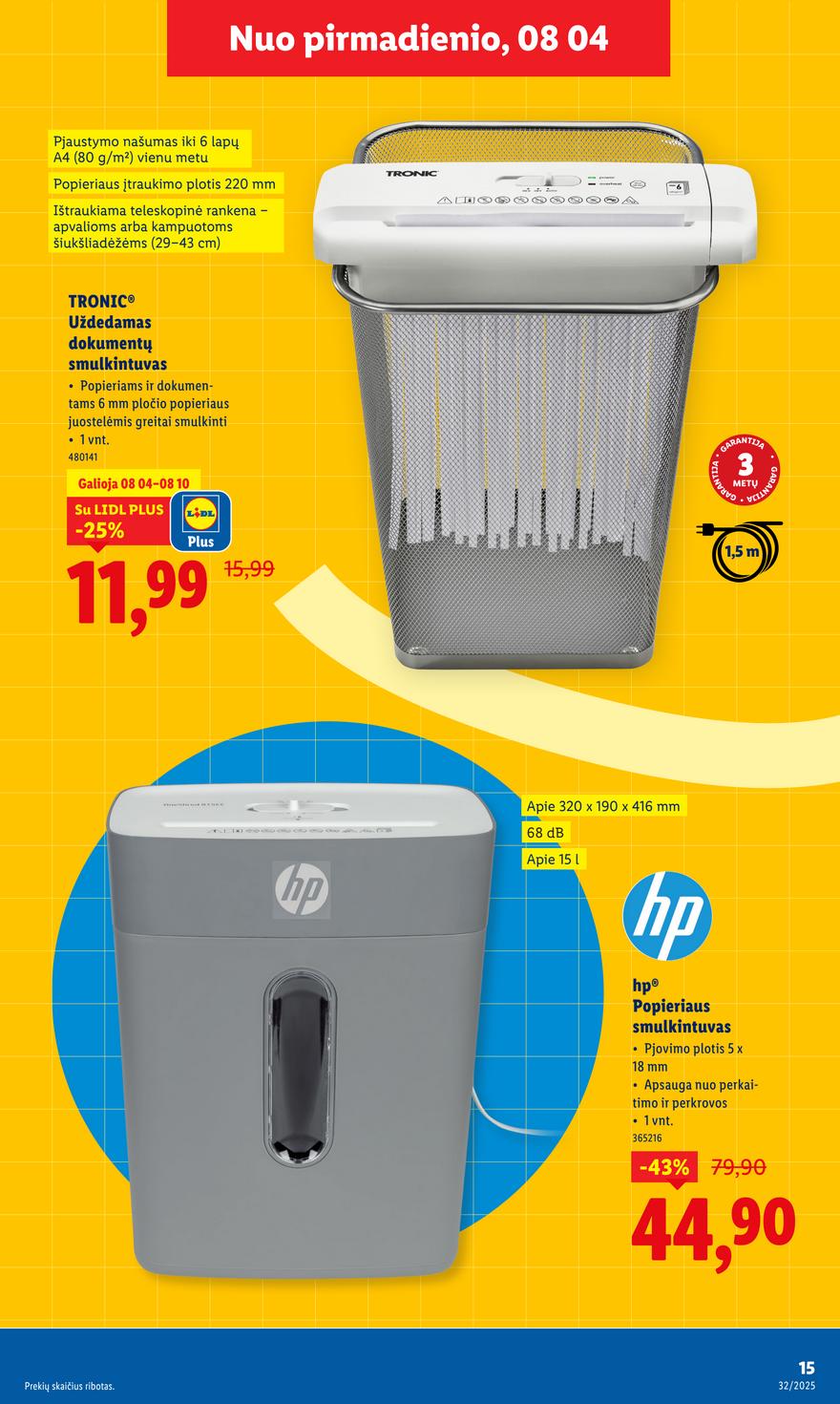 Lidl ne maisto leidinys akcijos nuo 
  2025-08-04 iki 
  2025-08-10 | Leidinukas.lt puslapis 15