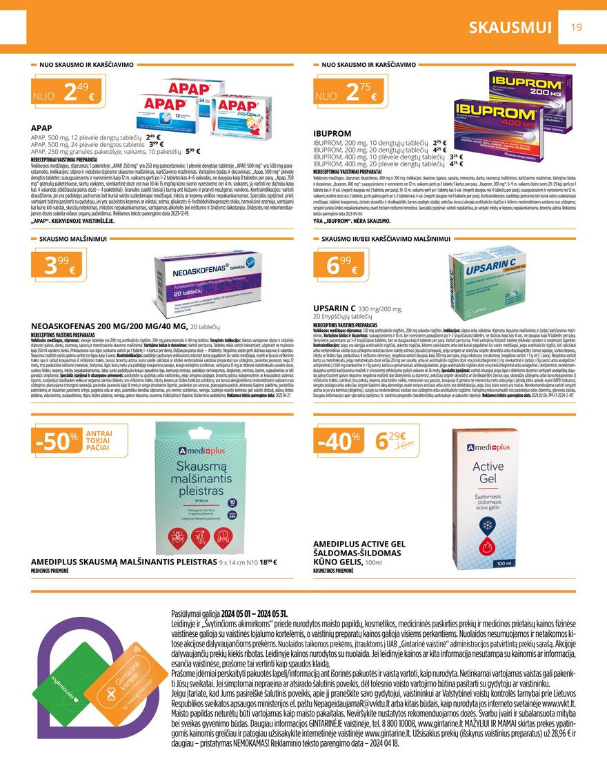 Gintarinės vaistinės leidinys akcijos nuo 
  2024-05-01 iki 
  2024-05-31 | Leidinukas.lt puslapis 19