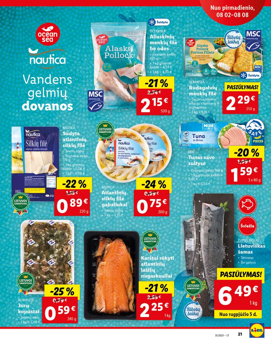 Lidl maisto prekių pasiūlymai akcijos nuo 
  2021-08-02 iki 
  2021-08-08 | Leidinukas.lt puslapis 21