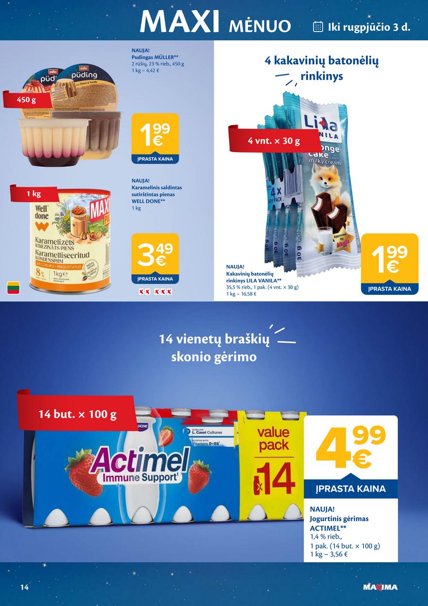 Maxima leidinukas akcijos nuo 
  2026-07-07 iki 
  2026-08-03 | Leidinukas.lt puslapis 14