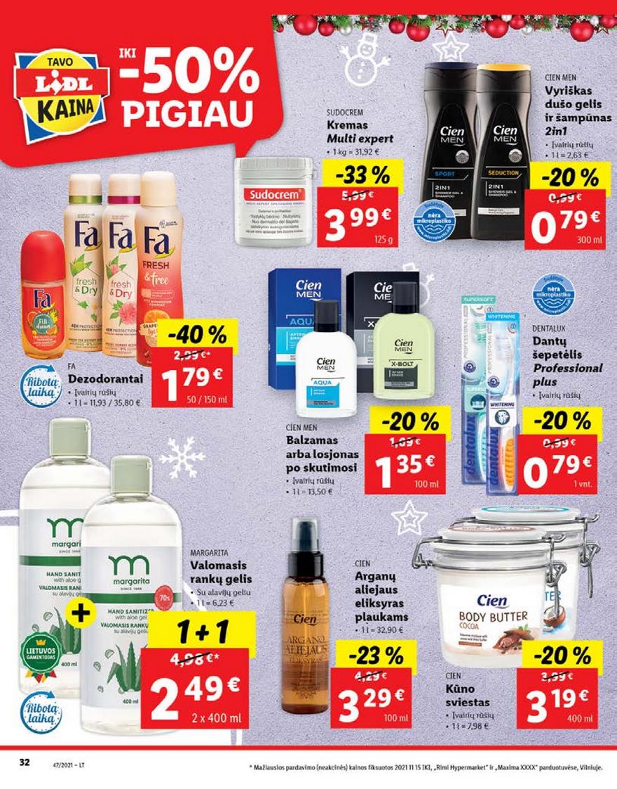 Lidl pasiūlymai akcijos nuo 
  2021-11-22 iki 
  2021-11-28 | Leidinukas.lt puslapis 32