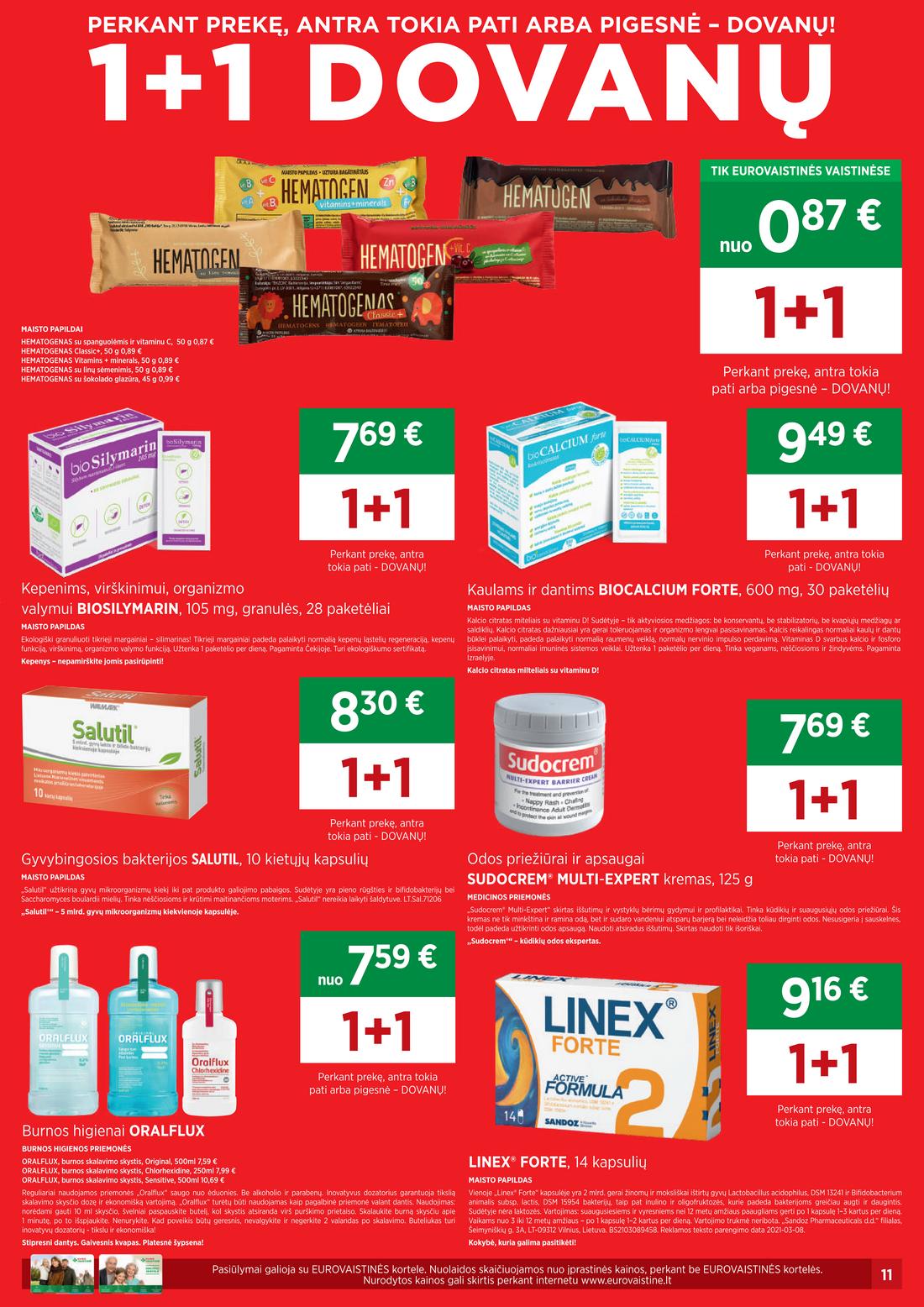 Euro vaistinė leidinys. akcijos nuo 
  2021-04-01 iki 
  2021-04-30 | Leidinukas.lt puslapis 11