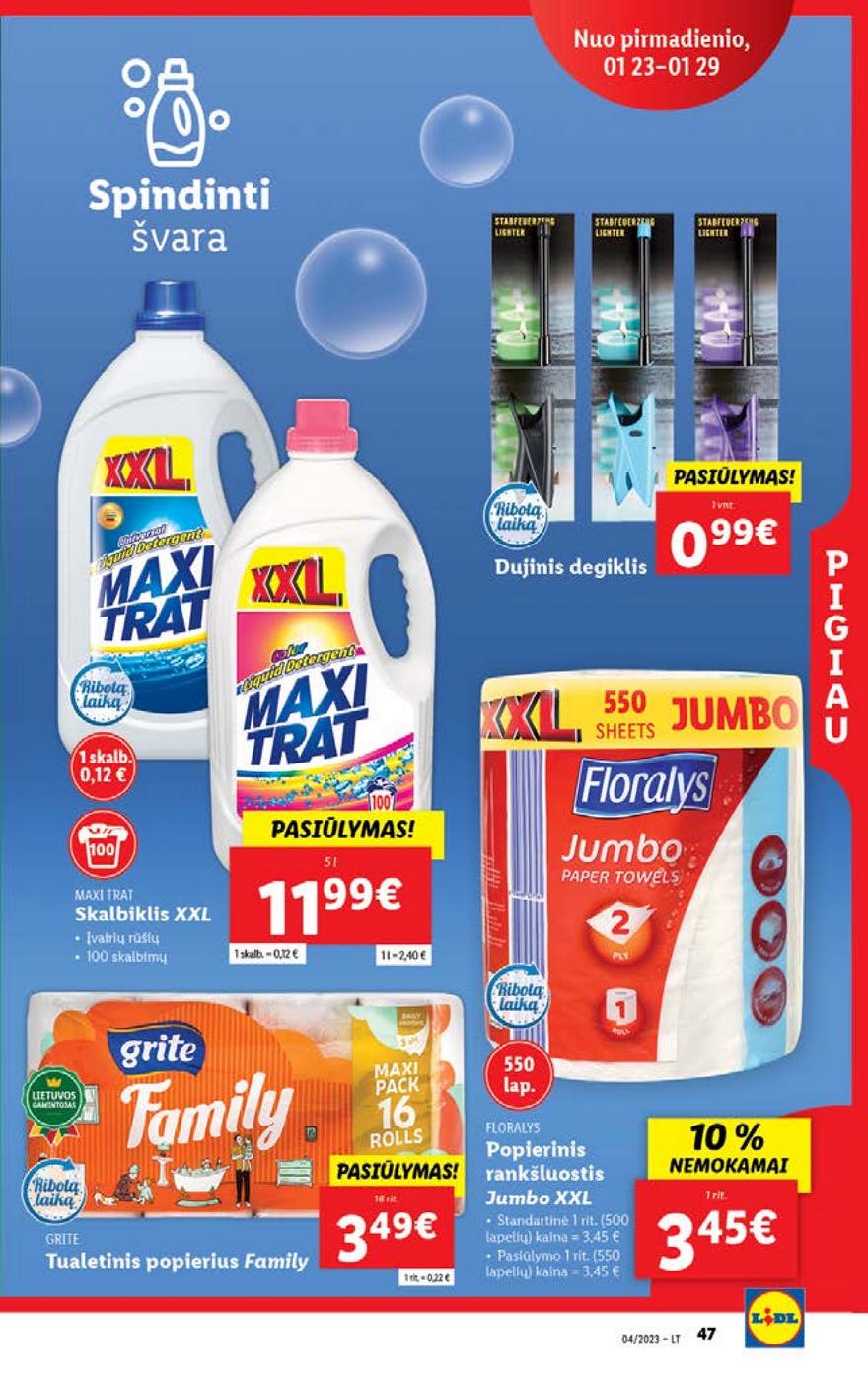 Lidl pasiūlymai akcijos nuo 
  2023-01-23 iki 
  2023-01-29 | Leidinukas.lt puslapis 47