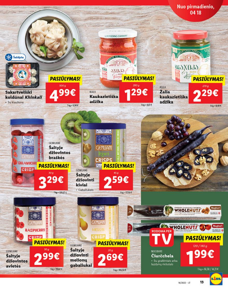 Lidl maisto prekių pasiūlymai akcijos nuo 
  2022-04-18 iki 
  2022-04-24 | Leidinukas.lt puslapis 13