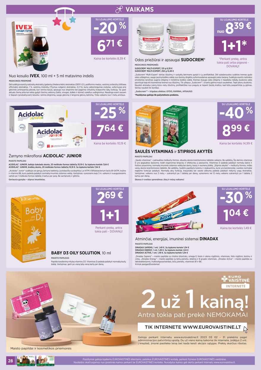 Euro vaistinė leidinys akcijos nuo 
  2023-03-02 iki 
  2023-03-31 | Leidinukas.lt puslapis 28