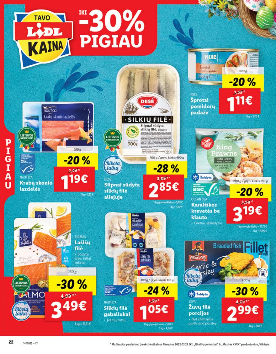 Lidl maisto prekių pasiūlymai akcijos nuo 
  2022-04-04 iki 
  2022-04-10 | Leidinukas.lt puslapis 22