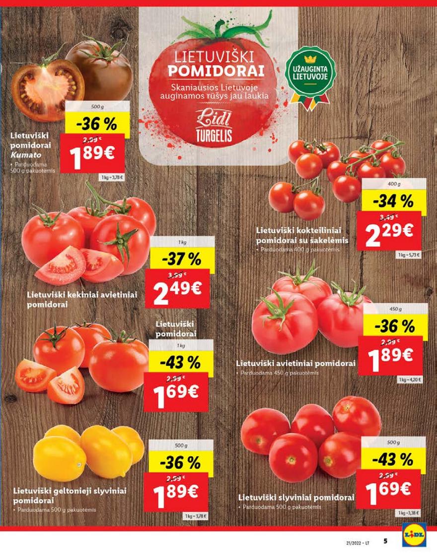 Lidl maisto prekių pasiūlymai akcijos nuo 
  2022-05-23 iki 
  2022-05-29 | Leidinukas.lt puslapis 5