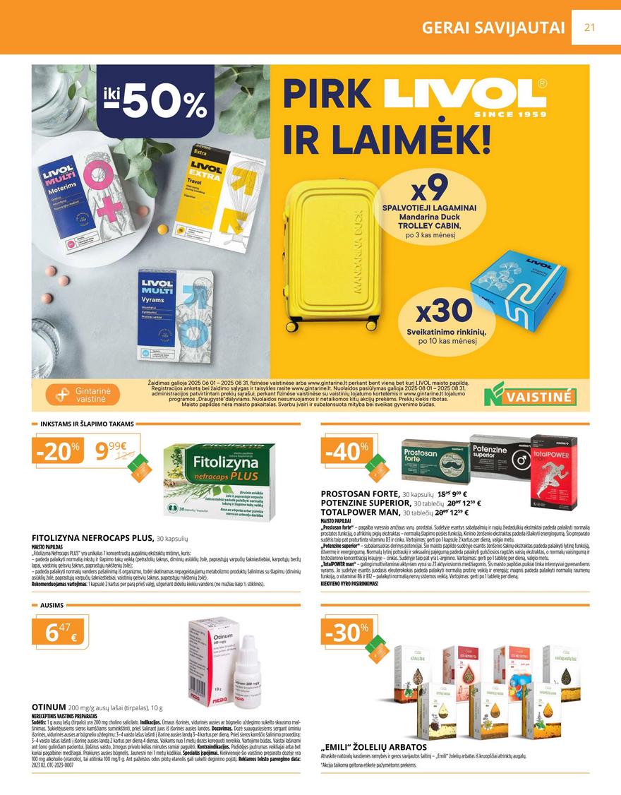 Gintarinės vaistinės leidinys akcijos nuo 
  2025-08-01 iki 
  2025-08-31 | Leidinukas.lt puslapis 21
