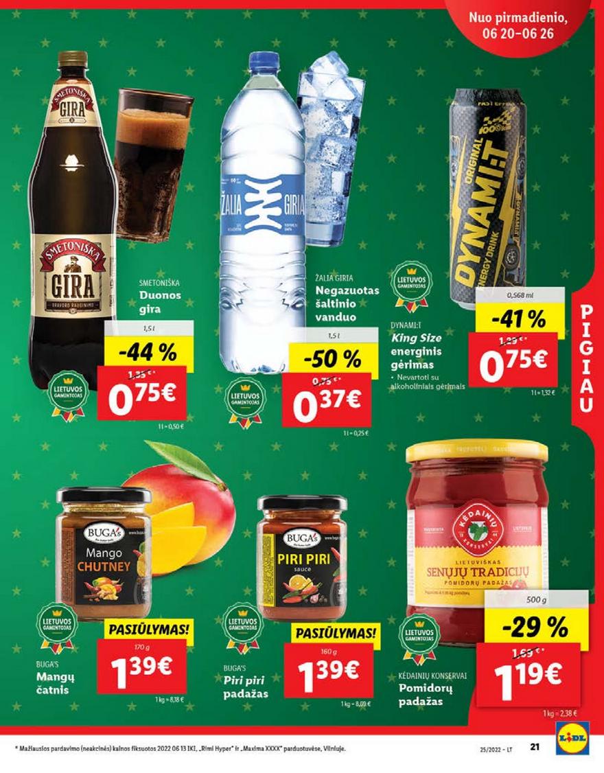 Lidl maisto prekių pasiūlymai akcijos nuo 
  2022-06-20 iki 
  2022-06-26 | Leidinukas.lt puslapis 21