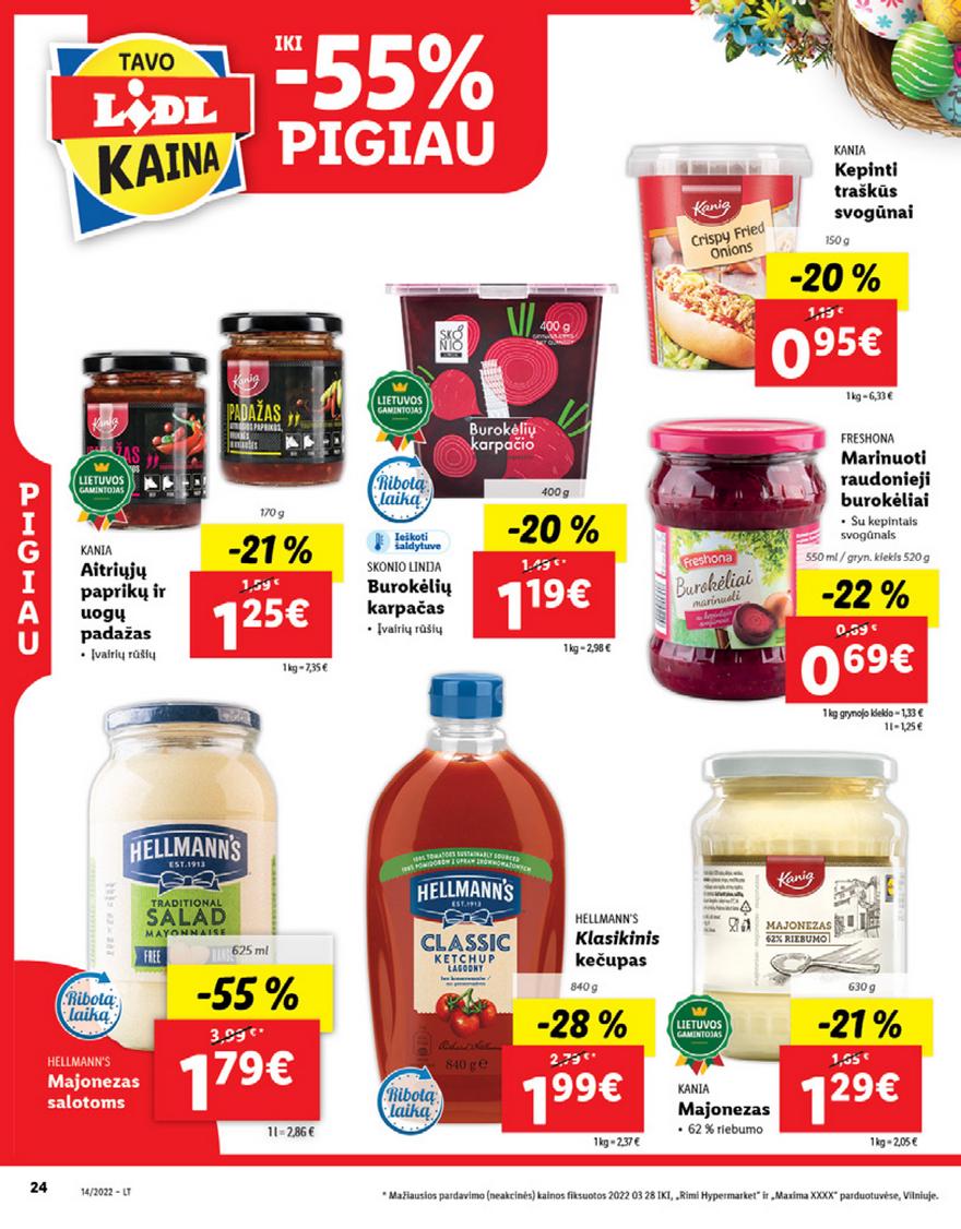 Lidl maisto prekių pasiūlymai akcijos nuo 
  2022-04-04 iki 
  2022-04-10 | Leidinukas.lt puslapis 24