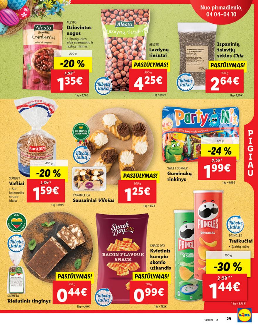 Lidl maisto prekių pasiūlymai akcijos nuo 
  2022-04-04 iki 
  2022-04-10 | Leidinukas.lt puslapis 29
