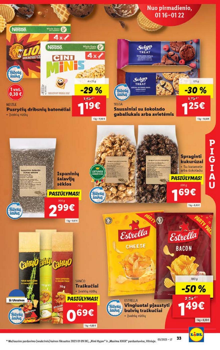 Lidl maisto prekių pasiūlymai akcijos nuo 
  2023-01-16 iki 
  2023-01-22 | Leidinukas.lt puslapis 33