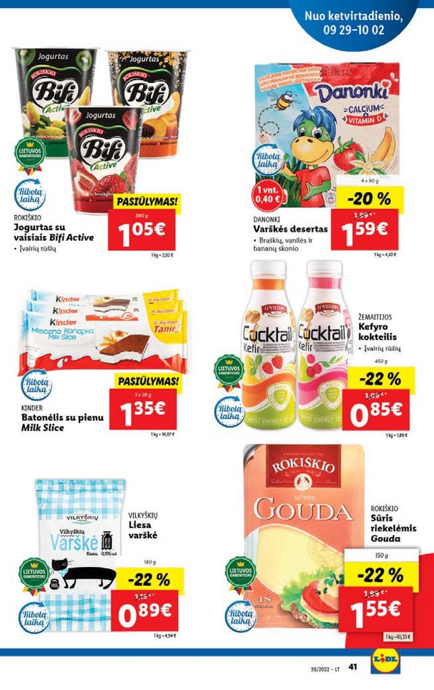 Lidl maisto prekių pasiūlymai akcijos nuo 
  2022-09-26 iki 
  2022-10-02 | Leidinukas.lt puslapis 41