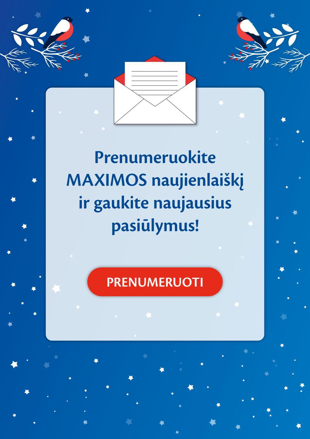 Maxima kaininis leidinys akcijos nuo 
  2021-12-14 iki 
  2021-12-27 | Leidinukas.lt puslapis 37