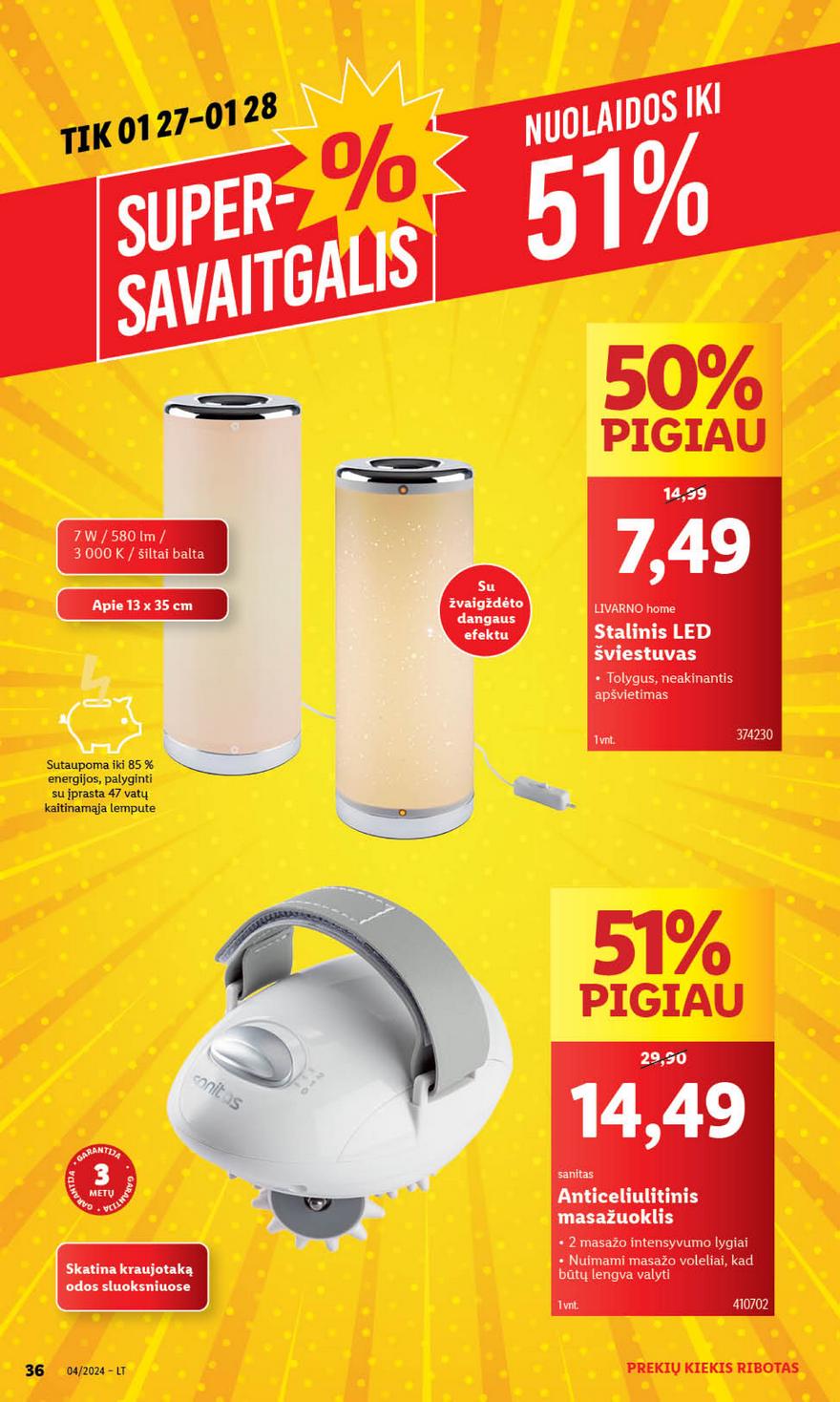 Lidl pasiūlymai akcijos nuo 
  2024-01-22 iki 
  2024-01-28 | Leidinukas.lt puslapis 36