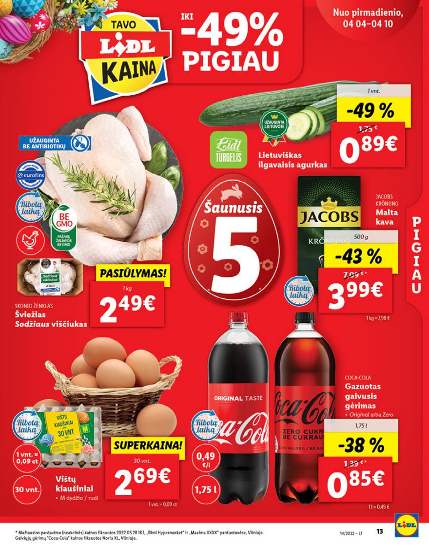 Lidl maisto prekių pasiūlymai akcijos nuo 
  2022-04-04 iki 
  2022-04-10 | Leidinukas.lt puslapis 13