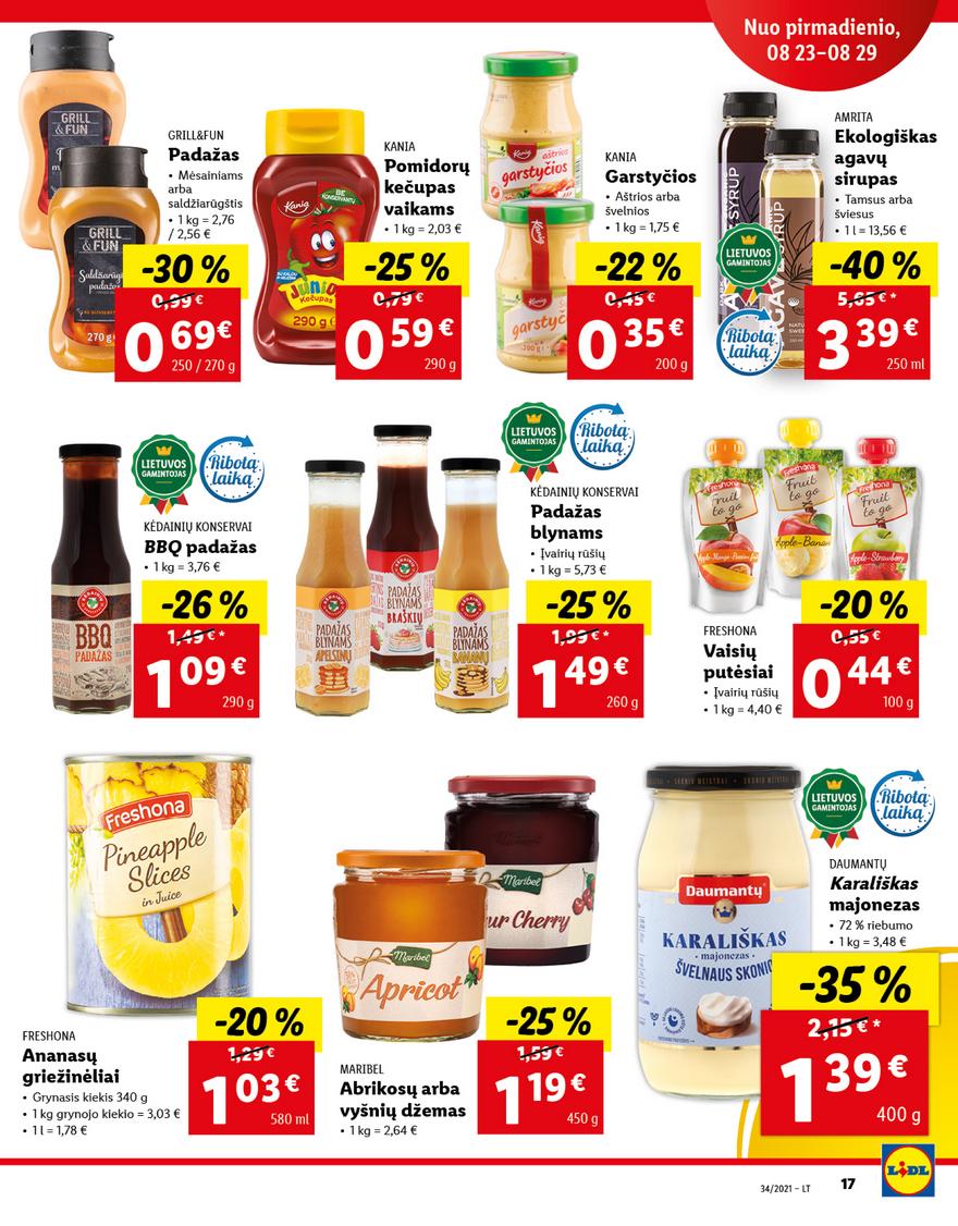 Lidl maisto prekių pasiūlymai akcijos nuo 
  2021-08-23 iki 
  2021-08-29 | Leidinukas.lt puslapis 17