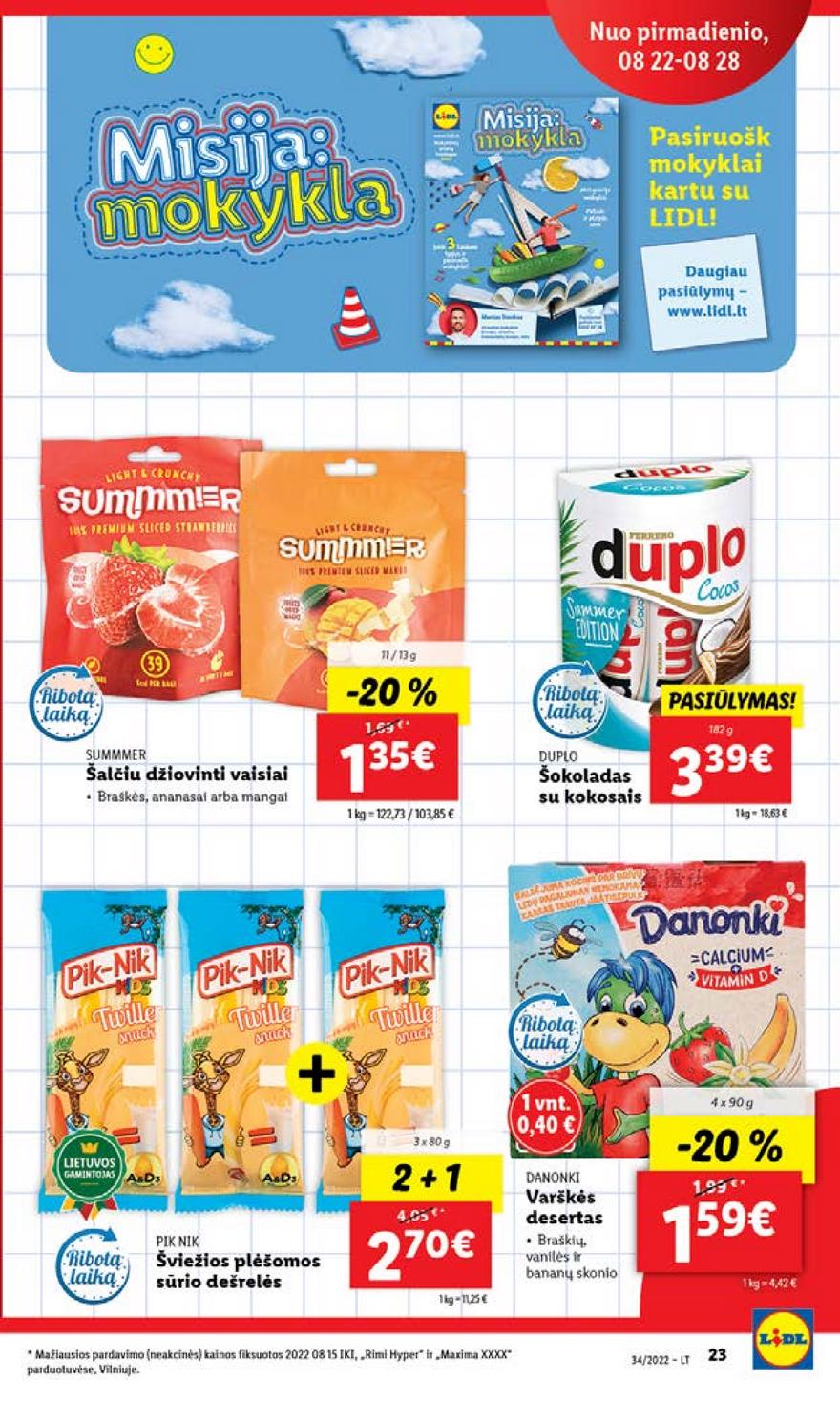Lidl pasiūlymai akcijos nuo 
  2022-08-22 iki 
  2022-08-28 | Leidinukas.lt puslapis 23