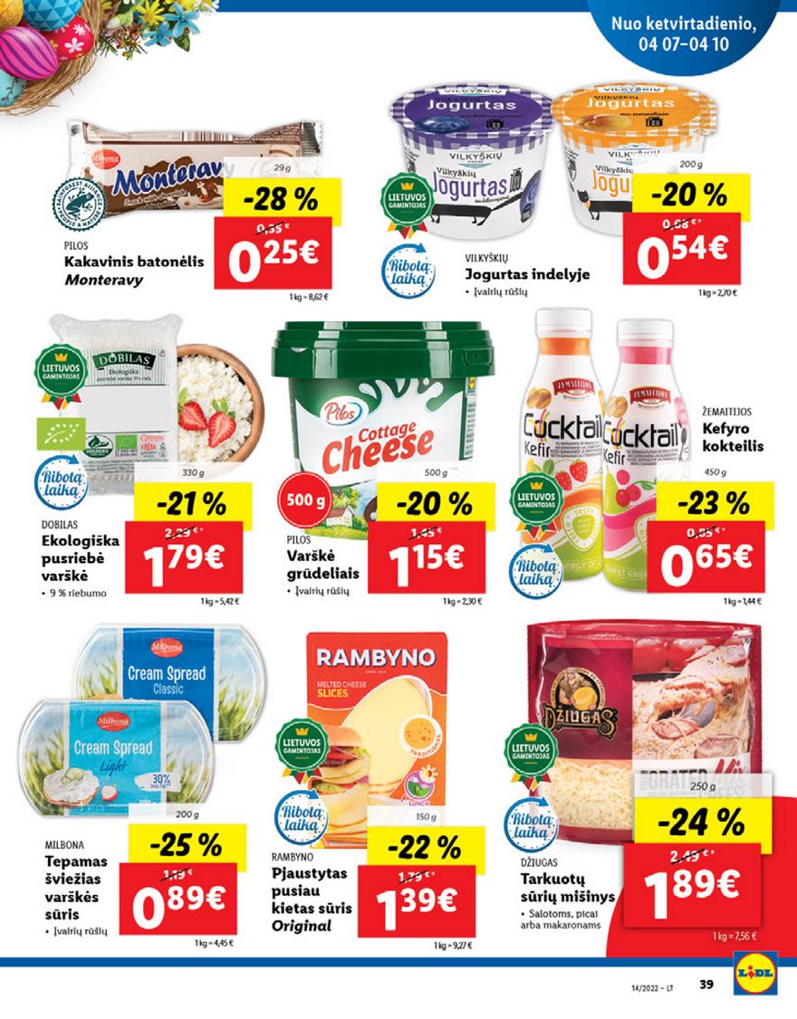 Lidl maisto prekių pasiūlymai akcijos nuo 
  2022-04-04 iki 
  2022-04-10 | Leidinukas.lt puslapis 39