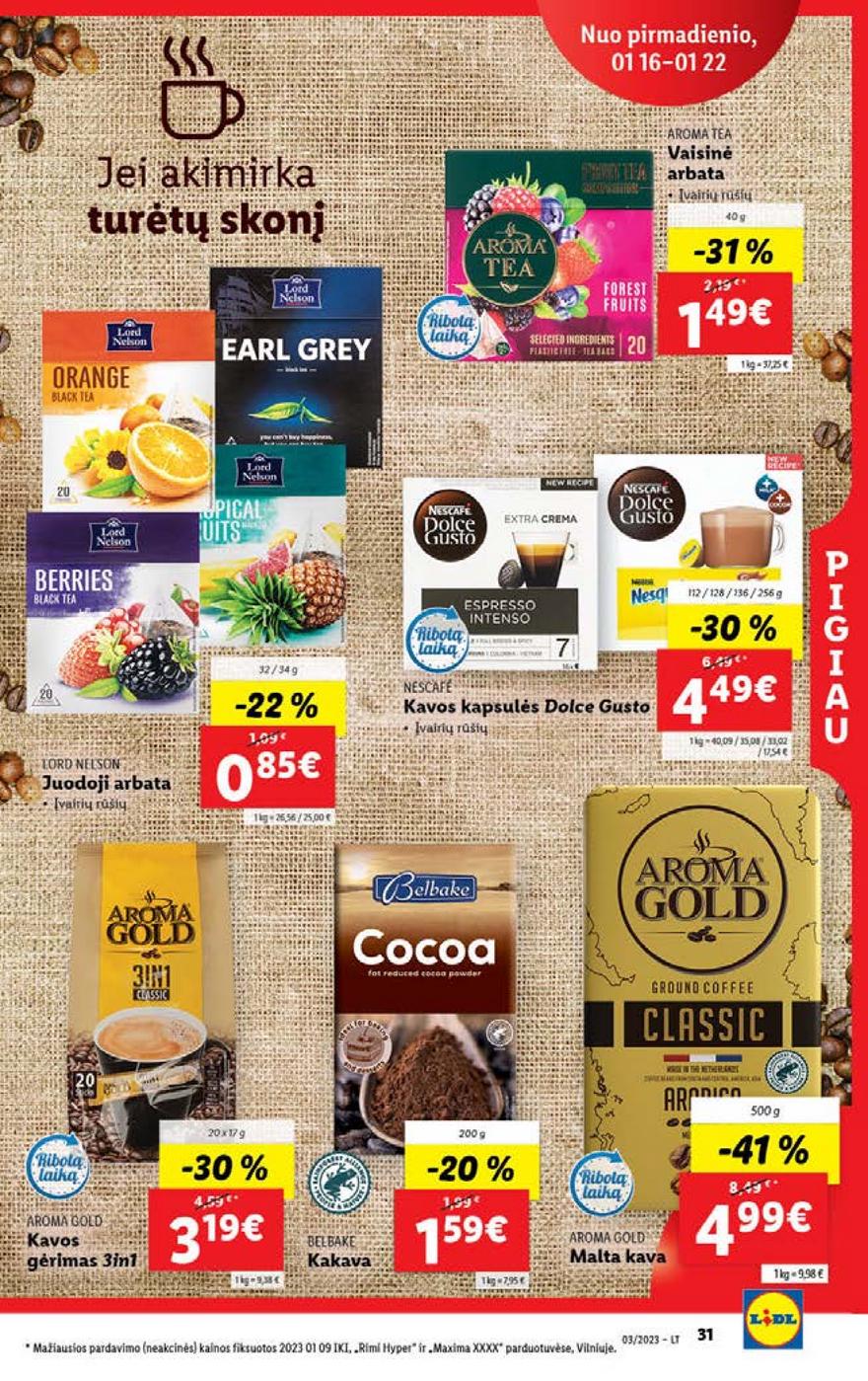 Lidl maisto prekių pasiūlymai akcijos nuo 
  2023-01-16 iki 
  2023-01-22 | Leidinukas.lt puslapis 31