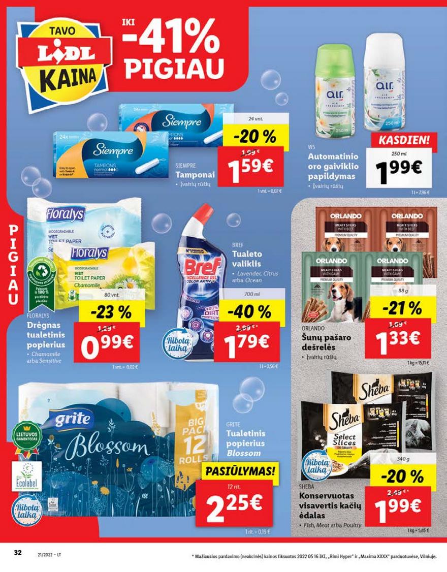 Lidl maisto prekių pasiūlymai akcijos nuo 
  2022-05-23 iki 
  2022-05-29 | Leidinukas.lt puslapis 32
