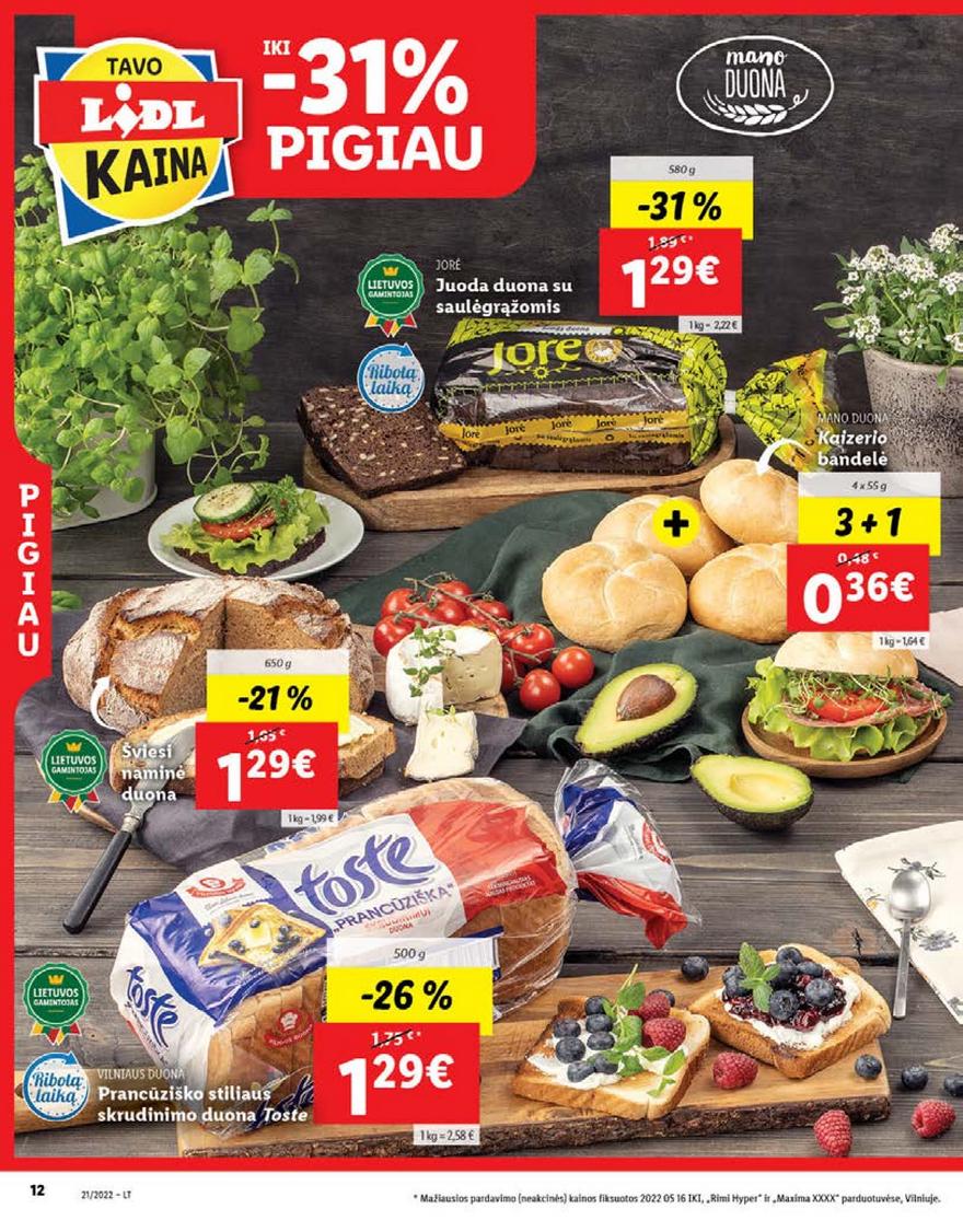 Lidl maisto prekių pasiūlymai akcijos nuo 
  2022-05-23 iki 
  2022-05-29 | Leidinukas.lt puslapis 12