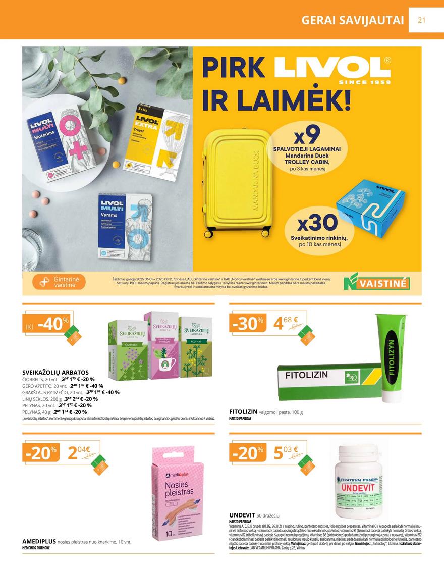 Gintarinės vaistinės leidinys akcijos nuo 
  2025-07-01 iki 
  2025-07-31 | Leidinukas.lt puslapis 21