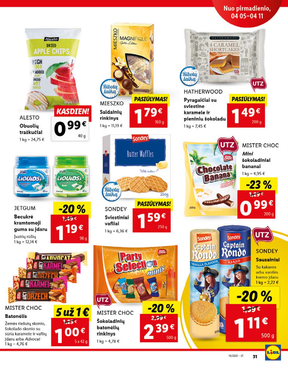 Lidl maisto prekių pasiūlymai akcijos nuo 
  2021-04-05 iki 
  2021-04-11 | Leidinukas.lt puslapis 31