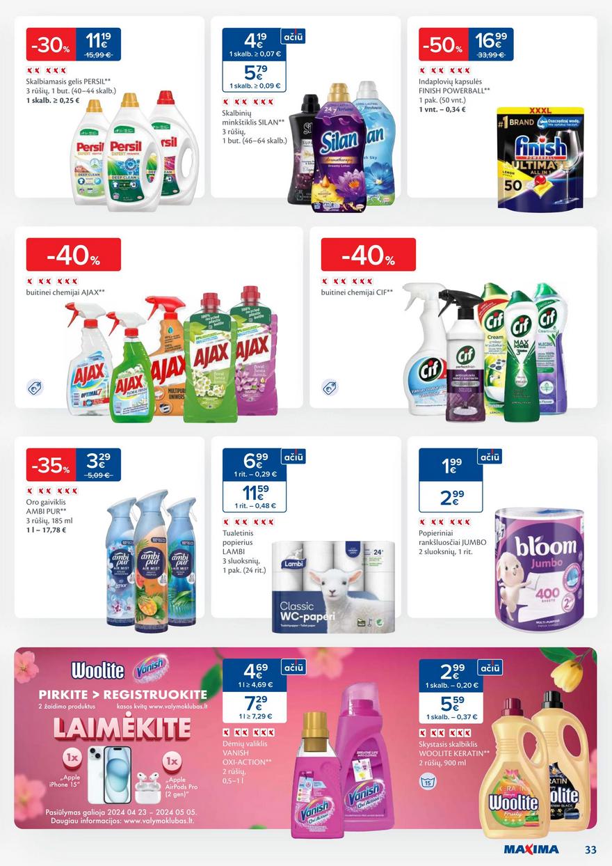 Maxima leidinys akcijos nuo 
  2024-04-23 iki 
  2024-04-29 | Leidinukas.lt puslapis 33