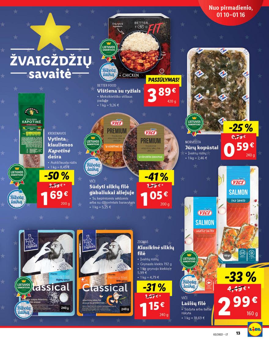 Lidl maisto prekių pasiūlymai akcijos nuo 
  2022-01-10 iki 
  2022-01-16 | Leidinukas.lt puslapis 13