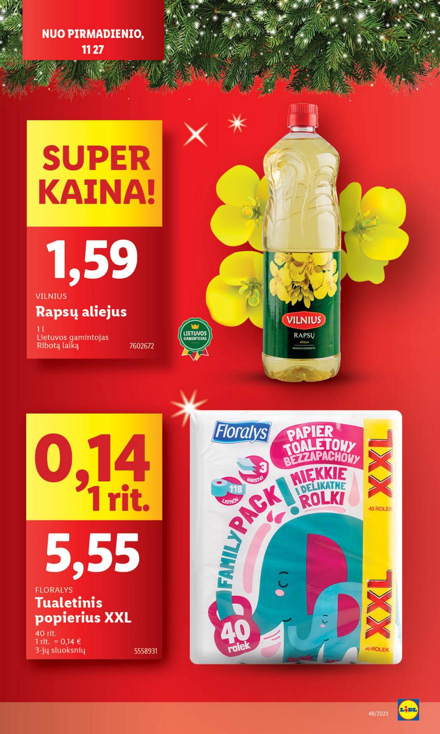 Lidl pasiūlymai akcijos nuo 
  2023-11-27 iki 
  2023-12-03 | Leidinukas.lt puslapis 4