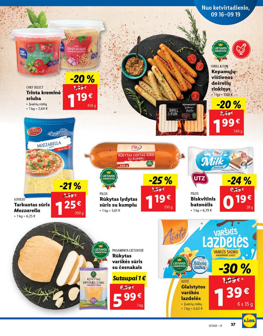 Lidl maisto prekių pasiūlymai akcijos nuo 
  2021-09-13 iki 
  2021-09-19 | Leidinukas.lt puslapis 37
